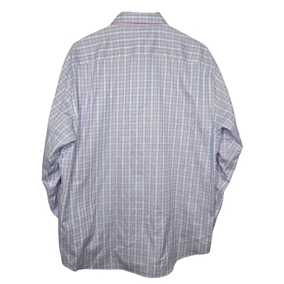 Pronto UOMO Men's Cotton Non Iron Slim Fit Plaid Button Down Shirt Size 18 32/33 - Picture 2 of 8